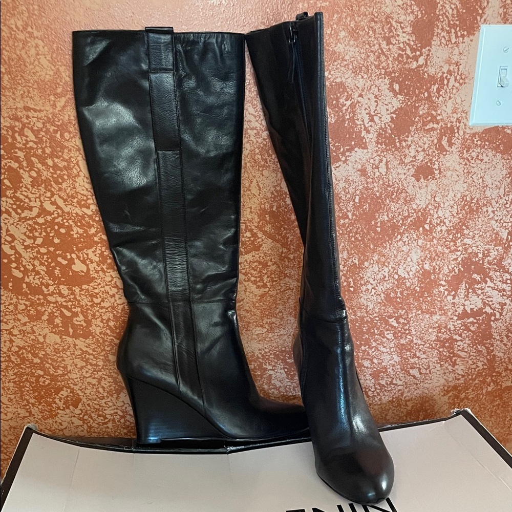 Nine West Black Wedge Heeled Boots - Picture 3 of 8